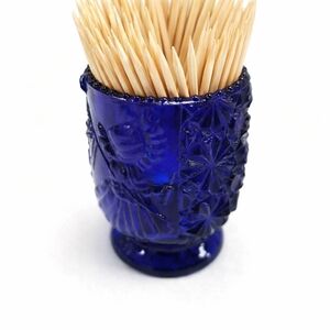 Blue Glass Toothpick Holder
